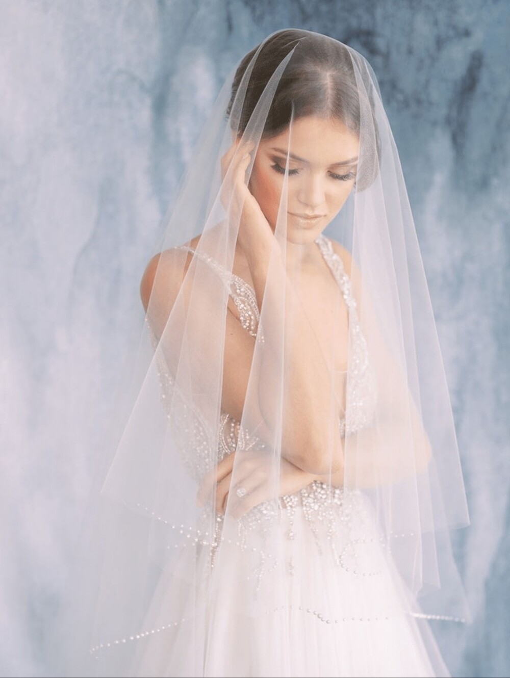 Toni Federici Phoebe Wedding Veil Cathedral Length Light Ivory Couture Designer